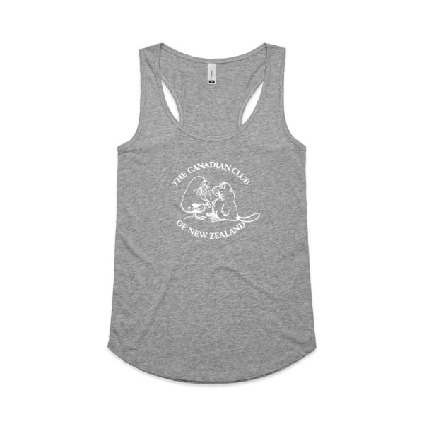Can Club - White Logo - Womens Yes Racerback Singlet Thumbnail