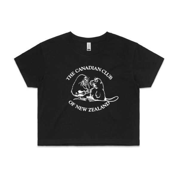 Can Club - White Logo - Womens Crop Tee Thumbnail