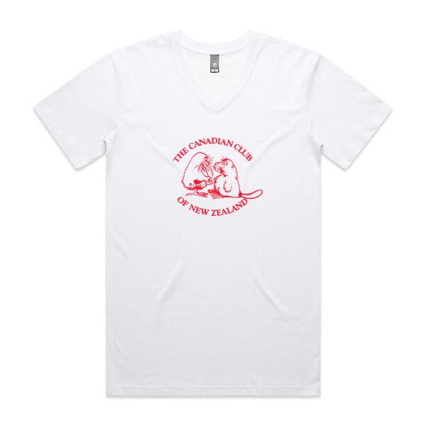 Can Club - Red Logo - Mens Staple V Neck Tee Thumbnail
